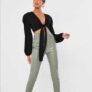 Missguided black chic cropped top